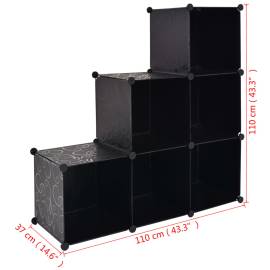 Dulap de depozitare tip cub, 6 compartimente, negru, 6 image