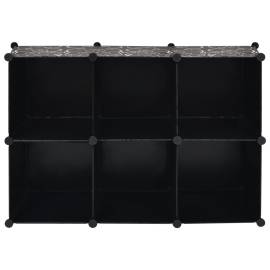 Dulap de depozitare tip cub, 6 compartimente, negru, 5 image