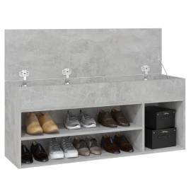Banchetă pantofar, gri beton, 105x30x45 cm, pal, 4 image