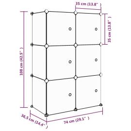 Dulap de depozitare cub pentru copii, 6 cuburi, roz, pp, 8 image