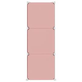 Dulap de depozitare cub pentru copii, 6 cuburi, roz, pp, 4 image