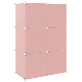 Dulap de depozitare cub pentru copii, 6 cuburi, roz, pp, 5 image