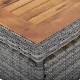 Masă de exterior, gri, poliratan și lemn masiv de acacia, 4 image