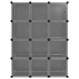 Organizator cub de depozitare cu uși, 12 cuburi, negru, pp, 3 image