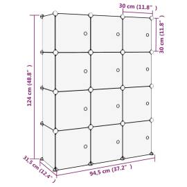 Organizator cub de depozitare cu uși, 12 cuburi, negru, pp, 8 image