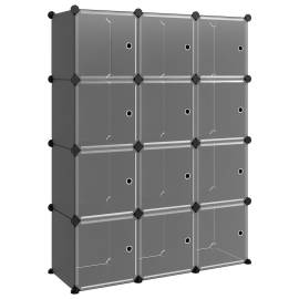 Organizator cub de depozitare cu uși, 12 cuburi, negru, pp, 2 image