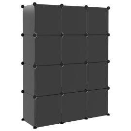 Organizator cub de depozitare cu uși, 12 cuburi, negru, pp, 6 image