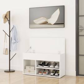 Banchetă pantofar, alb, 80x30x45 cm, pal, 3 image