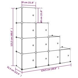 Dulap de depozitare cub pentru copii, 10 cuburi, alb, pp, 8 image