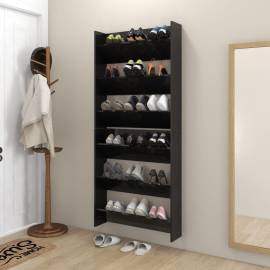 Pantofare de perete, 2 buc., negru extralucios, 80x18x90 cm pal, 3 image