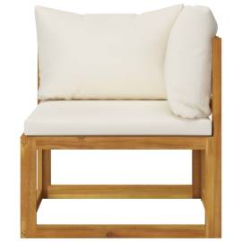 Set canapea 2 piese cu perne alb crem, lemn masiv de acacia, 8 image