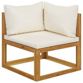 Set canapea 2 piese cu perne alb crem, lemn masiv de acacia, 6 image