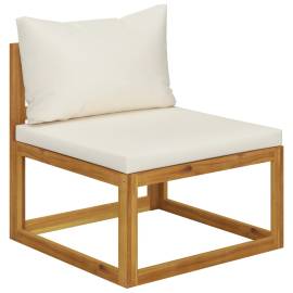 Set canapea 2 piese cu perne alb crem, lemn masiv de acacia, 2 image