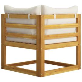 Set canapea 2 piese cu perne alb crem, lemn masiv de acacia, 9 image
