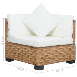 Canapea de colț cu perne, ratan natural, 7 image