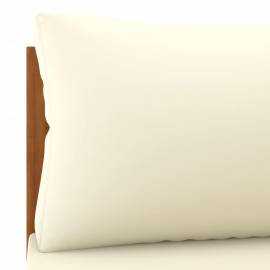 Canapele de colț cu perne alb crem, 2 buc., lemn masiv acacia, 7 image