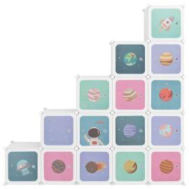 Dulap de depozitare cub pentru copii, 15 cuburi, alb, pp, 3 image