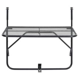 Masă de balcon, negru, 60x40 cm, oțel, 4 image