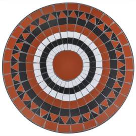 Masă de bistro, cărămiziu și alb, 60 cm, mozaic, 3 image