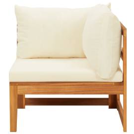 Set mobilier grădină perne alb/crem, 2 piese, lemn masiv acacia, 5 image