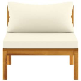 Set mobilier grădină perne alb crem, 3 piese, lemn masiv acacia, 11 image