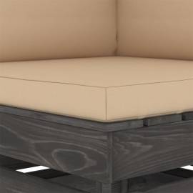 Canapea de colț modulară cu perne, gri, lemn impregnat, 5 image