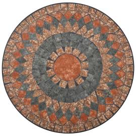 Masă de bistro mozaic, portocaliu/gri, 60 cm, ceramică, 7 image