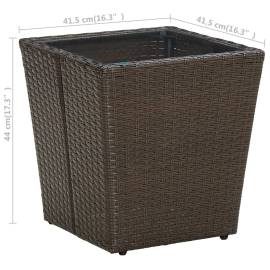 Masă de ceai, maro, 41,5x41,5x44 cm poliratan/sticlă securizată, 5 image