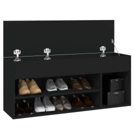 Banchetă pantofar, negru, 105x30x45 cm, pal, 4 image