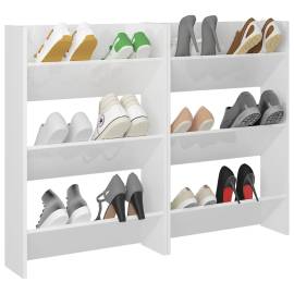 Pantofare de perete, 2 buc., alb extralucios, 60x18x90 cm, pal, 3 image