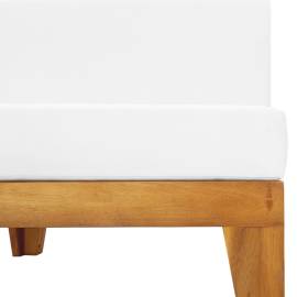 Canapea de mijloc modulară, perne alb crem, lemn masiv acacia, 5 image