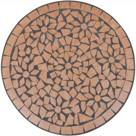 Masă de bistro, cărămiziu, 60 cm, mozaic, 3 image