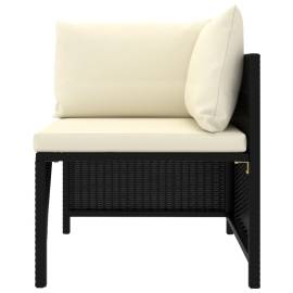 Canapea modulară cu pernă, colțar, negru, poliratan, 2 image