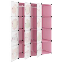 Dulap de depozitare cub pentru copii, 12 cuburi, roz, pp, 6 image