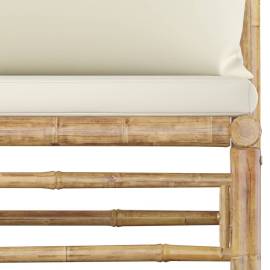 Set mobilier de grădină cu perne alb crem, 2 piese, bambus, 5 image
