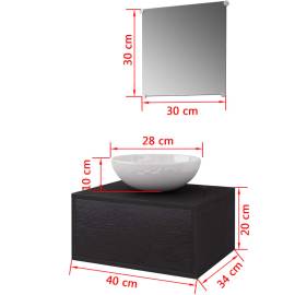 Set mobilier baie format din 3 piese cu chiuvetă inclusă, negru, 3 image