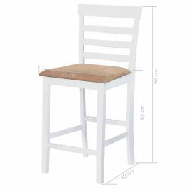 Set masă și scaune de bar, 3 piese, lemn masiv, maro și alb, 9 image
