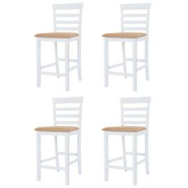 Set masă și scaune de bar, 5 piese, lemn masiv, maro și alb, 5 image