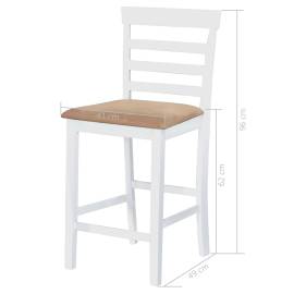 Set masă și scaune de bar, 5 piese, lemn masiv, maro și alb, 9 image