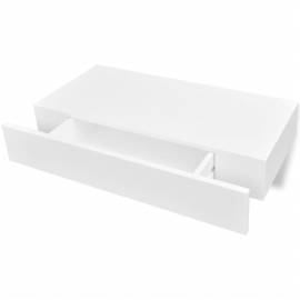 Rafturi de perete suspendate cu sertare, 2 buc., alb, 48 cm, 4 image