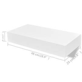 Rafturi de perete suspendate cu sertare, 2 buc., alb, 48 cm, 6 image