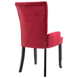 Scaun de bucătărie cu brațe, 4 buc., roșu, catifea, 6 image