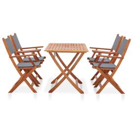 Set mobilier de exterior, 5 piese, gri, lemn masiv eucalipt, 2 image