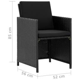 Set mobilier de exterior cu perne, 5 piese, negru, poliratan, 8 image