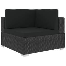 Set mobilier de grădină cu perne, 8 piese, negru, poliratan, 4 image