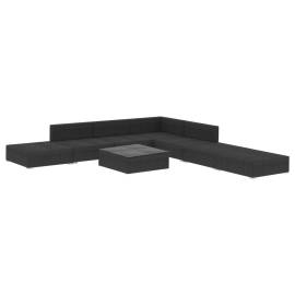 Set mobilier de grădină cu perne, 8 piese, negru, poliratan, 3 image