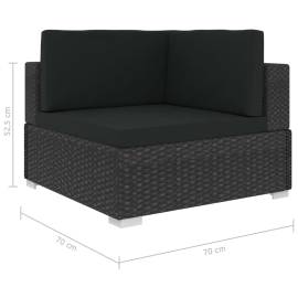 Set mobilier de grădină cu perne, 8 piese, negru, poliratan, 8 image