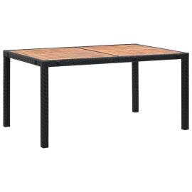 Set mobilier de exterior 7 piese negru poliratan lemn de acacia, 7 image