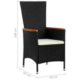 Set mobilier de exterior 7 piese negru poliratan lemn de acacia, 11 image