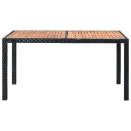 Set mobilier de exterior 7 piese negru poliratan lemn de acacia, 8 image